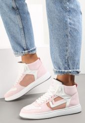 Biało-Różowe Sneakersy Maeramia. Czerwone obuwie sportowe damskie Renee, z dżerseju, bez zapięcia. Za 44.99 zł.