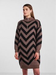 YAS Sukienka dzianinowa 26030801 Brązowy Regular Fit. Brązowe sukienki damskie YAS, bez wzorów, z dzianiny, bez ramiączek. Za 249.99 zł.