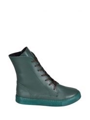 Noosy Skórzane botki w kolorze ciemnozielonym rozmiar: 40. Zielone botki damskie Noosy, z materiału, bez obcasa, bez zapięcia. Za 118.01 zł.