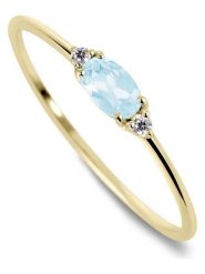 DIA DIAMONDS Pozłacany pierścionek z diamentami i topazem rozmiar: 54. Niebieskie pierścionki damskie DIA DIAMONDS, z diamentem, pozłacane. Za 169.95 zł.