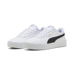 Damskie sneakersy Carina 3.0 PUMA White Black Gold. Białe obuwie sportowe damskie Puma, bez zapięcia, tenisowe. Za 279.00 zł.