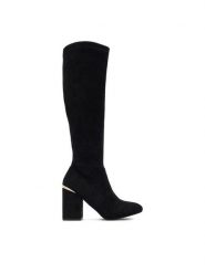 DeeZee Kozaki CF221208 Czarny. Czarne kozaki damskie DeeZee, z materiału, bez obcasa, na słupku, bez zapięcia. Za 229.99 zł.