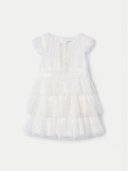 Mayoral Sukienka elegancka 03912 Écru Regular Fit. Sukienki dziewczęce Mayoral, bez wzorów, z syntetyku, bez ramiączek, proste. Za 129.99 zł.