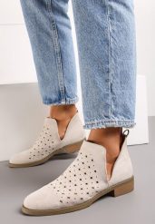 Beżowe Ażurowe Botki Sztyblety z Ozdobnym Rozcięciem Aleraa. Brązowe botki damskie Born2be, na lato, eleganckie, bez obcasa, na obcasie, bez zapięcia. Za 159.99 zł.