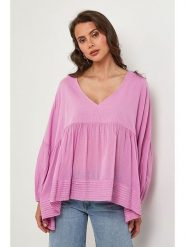 Lin Passion Bluzka w kolorze jasnoróżowym rozmiar: 38/40. Różowe bluzki damskie Lin Passion, bez wzorów, z bawełny, klasyczne, bez kołnierzyka, bez ramiączek. Za 109.78 zł.
