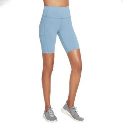 Spodenki sportowe damskie Skechers Go Walk High Waisted Bike Short. Niebieskie spodenki sportowe damskie Skechers, s, bez wzorów, z elastanu, na fitness i siłownię. Za 139.99 zł.