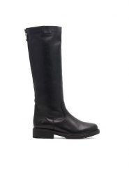 Remonte Kozaki R6576-01 Czarny. Czarne kozaki damskie Remonte, ze skóry, bez obcasa, na słupku, bez zapięcia. Za 619.99 zł.