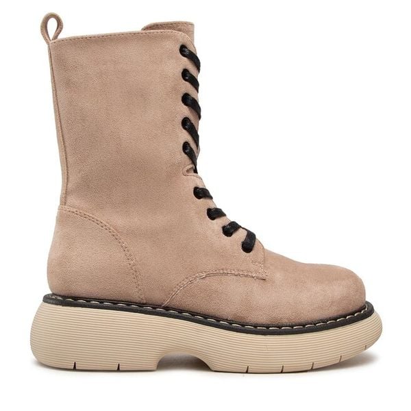 Trzewiki DeeZee. Brązowe botki damskie DeeZee, bez obcasa, na płaskiej podeszwie, bez zapięcia. Za 129.99 zł.