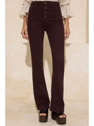 Trendyol Dżinsy - Flare fit - w kolorze brązowym rozmiar: 34. Brązowe jeansy damskie Trendyol, z podwyższonym stanem. Za 96.37 zł.