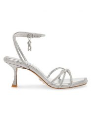 Steve Madden Sandały w kolorze srebrnym rozmiar: 38. Szare sandały damskie Steve Madden, bez wzorów, z otwartym noskiem, bez obcasa, na koturnie, bez zapięcia. Za 245.38 zł.