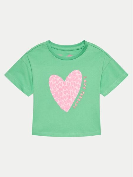 OVS T-Shirt 1984377 Zielony Regular Fit. Zielone koszulki i t-shirty dziewczęce OVS, bez wzorów, z bawełny, bez kołnierzyka, bez ramiączek. Za 49.99 zł.