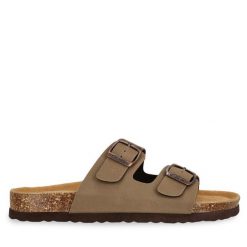 Klapki CRUZ. Brązowe klapki damskie CRUZ, bez wzorów, bez obcasa, bez zapięcia. Za 119.99 zł.