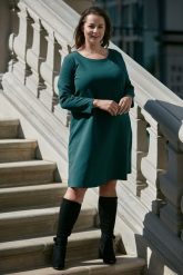 Sukienka Klara w kolorze ciepłego bałtyku XXL OVERSIZE WIOSNA. Sukienki damskie Moda Size Plus Iwanek, bez wzorów, z bawełny, eleganckie, bez ramiączek. W wyprzedaży za 149.90 zł.