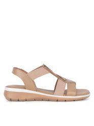Go Soft Sandały WI16-INES-06 Beżowy. Brązowe sandały damskie GO SOFT, bez wzorów, ze skóry, bez obcasa, na płaskiej podeszwie, bez zapięcia. Za 159.99 zł.