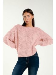 Tamba Sweter w kolorze jasnoróżowym rozmiar: 36/38. Różowe swetry klasyczne damskie Tamba, z wełny, bez kołnierzyka. Za 126.75 zł.