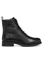 Geox Botki D Rawelle D566RA 000TU C9999 Czarny. Czarne botki damskie Geox, ze skóry, bez obcasa, na płaskiej podeszwie, bez zapięcia. Za 399.99 zł.