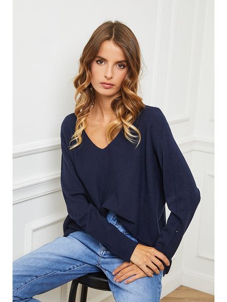 So Cachemire Sweter "Epural" w kolorze granatowym rozmiar: L. Niebieskie swetry klasyczne damskie So Cachemire, l, z kaszmiru, bez kołnierzyka. Za 187.96 zł.