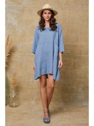 Joséfine Lniana sukienka "Direct" w kolorze niebieskim rozmiar: XXL. Niebieskie sukienki damskie Joséfine, bez wzorów, ze lnu, bez ramiączek. Za 152.99 zł.