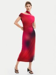 Desigual Sukienka koktajlowa Maine 26SWVK19 Czerwony Slim Fit. Czerwone sukienki damskie Desigual, bez wzorów, z syntetyku, wizytowe, bez ramiączek. Za 509.99 zł.