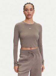 Nike Bluzka Chill Knit HF5322 Brązowy Regular Fit. Brązowe bluzki damskie Nike, m, bez wzorów, z bawełny, bez kołnierzyka, bez ramiączek. Za 169.99 zł.