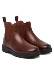 Tommy Hilfiger Sztyblety Th Flag Outdoor Chelsea Boot FW0FW09573 Brązowy. Brązowe botki damskie Tommy Hilfiger, bez obcasa, na płaskiej podeszwie, bez zapięcia. Za 649.99 zł.