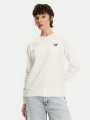 Tommy Jeans Bluza Essential DW0DW20639 Biały Regular Fit. Białe bluzy damskie Tommy Jeans, xs, bez wzorów, z bawełny, bez kaptura. Za 219.99 zł.