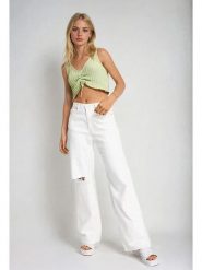 Monki Dżinsy - Comfort fit - w kolorze białym rozmiar: W26. Białe jeansy damskie Monki, z podwyższonym stanem. Za 60.99 zł.