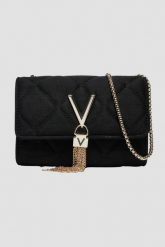 VALENTINO Czarna damska torebka Charlotte Flap Bag. Czarne torebki wieczorowe damskie Valentino by Mario Valentino, bez wzorów, ze skóry, zamszowe, bez dodatków. W wyprzedaży za 212.99 zł.