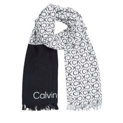 Szal Calvin Klein. Czarne szaliki damskie Calvin Klein, bez wzorów. Za 269.99 zł.