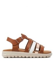 Geox Sandały J Sandal Soleima Gir J35GSB 043CF C6A7F M Brązowy. Brązowe sandały dziewczęce Geox, ze skóry, bez obcasa, bez zapięcia. Za 289.99 zł.