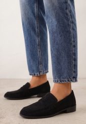 Czarne Klasyczne Mokasyny VICES z Wkładką ze Skóry Naturalnej Tassetu. Czarne mokasyny damskie Born2be, z dzianiny, bez obcasa. Za 119.99 zł.