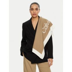 Chusta Calvin Klein. Brązowe chusty damskie Calvin Klein, bez wzorów. Za 269.99 zł.