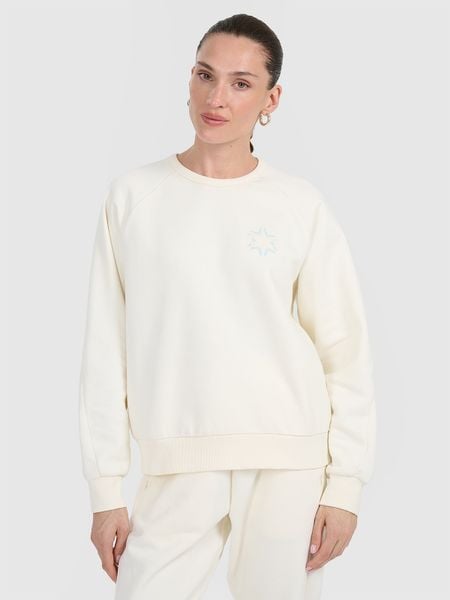 4F Bluza dresowa nierozpinana bez kaptura damska - biała L. Białe bluzy damskie 4F, l, bez wzorów, z dresówki, bez kaptura. Za 159.99 zł.