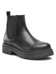 Jenny Fairy Botki WS5195-21 Czarny. Czarne botki damskie Jenny Fairy, ze skóry, bez obcasa, na płaskiej podeszwie, bez zapięcia. Za 89.98 zł.