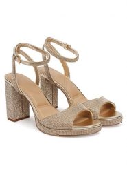 Aldo Sandały Alluring 13918860 Złoty. Żółte kozaki damskie ALDO, bez wzorów, ze skóry, bez obcasa, na słupku, bez zapięcia. Za 509.99 zł.