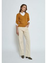 Peppercorn Sweter "Tana" w kolorze karmelowym rozmiar: L. Brązowe swetry klasyczne damskie Peppercorn, l, ze splotem, bez kołnierzyka. Za 143.50 zł.