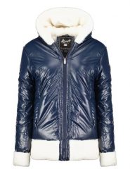 Geographical Norway Kurtka zimowa "Babylouno" w kolorze granatowym rozmiar: S. Niebieskie kurtki damskie Geographical Norway, na zimę, s, z aplikacjami, z puchu, bez kaptura. Za 254.74 zł.