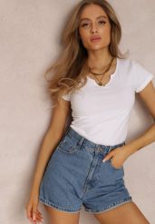 Biały T-shirt Amarhyse. Białe t-shirty damskie Renee, l, z aplikacjami, z bawełny, bez kołnierzyka. Za 29.99 zł.