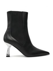 Pollini Botki SA24107C0LTDT000 Czarny. Czarne botki damskie Pollini, ze skóry, bez obcasa, na szpilce, bez zapięcia. Za 1,739.00 zł.