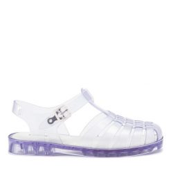 Sandały Melissa. Fioletowe sandały damskie Melissa, bez wzorów, bez obcasa, na płaskiej podeszwie, bez zapięcia. Za 359.99 zł.