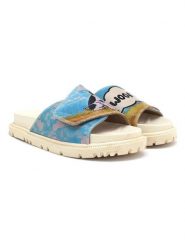 Goby Skórzane klapki w kolorze beżowo-błękitnym rozmiar: 37. Brązowe klapki damskie Goby, bez wzorów, z otwartym noskiem, bez obcasa, bez zapięcia. Za 152.99 zł.