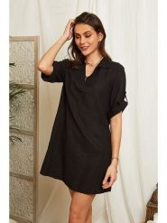Lin Passion Lniana sukienka w kolorze czarnym rozmiar: 40/42. Czarne sukienki damskie Lin Passion, bez wzorów, ze lnu, klasyczne, bez ramiączek. Za 159.95 zł.