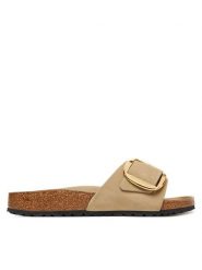 Birkenstock Klapki Madrid Big Buckle Hex 1030467 Brązowy. Brązowe klapki damskie Birkenstock, bez wzorów, ze skóry, bez obcasa, bez zapięcia. Za 469.99 zł.