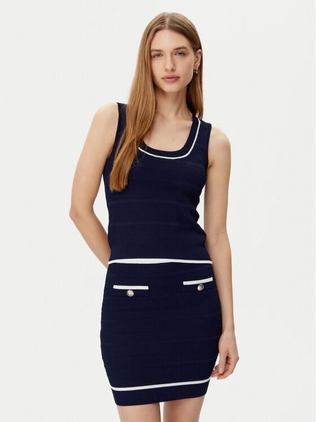 Marciano Guess Bluzka 5RGR03 5640Z Granatowy Regular Fit. Niebieskie bluzki damskie Marciano Guess, xs, z aplikacjami, z wiskozy, bez kołnierzyka, bez ramiączek. Za 219.99 zł.