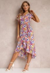 Fuksjowa Sukienka Penthite. Czerwone sukienki damskie Renee, bez wzorów, z materiału, eleganckie, bez ramiączek. W wyprzedaży za 135.99 zł.