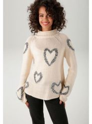 Aniston Sweter w kolorze beżowym rozmiar: 40. Brązowe swetry klasyczne damskie Aniston, bez kołnierzyka. Za 65.99 zł.