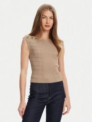 Guess Bluzka W5YR12 Z0130 Brązowy Regular Fit. Brązowe bluzki damskie Guess, s, z aplikacjami, z syntetyku, bez kołnierzyka, bez ramiączek. Za 279.99 zł.