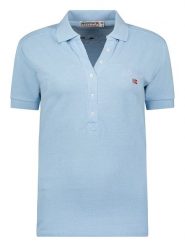 Geographical Norway Koszulka polo "Kelodie" w kolorze błękitnym rozmiar: XL. Niebieskie bluzki damskie Geographical Norway, xl, bez wzorów, bez kołnierzyka, bez ramiączek. Za 61.46 zł.