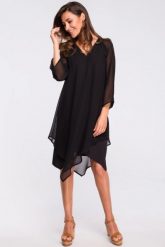 Sukienka wieczorowa oversize szyfonowa asymetryczna czarna. Czarne sukienki damskie Stylove, bez wzorów, z elastanu, boho, bez ramiączek. Za 269.00 zł.