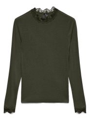 Vero Moda Koszulka "Rosa" w kolorze khaki rozmiar: S. Brązowe bluzki damskie Vero Moda, s, bez wzorów, z koronki, bez kołnierzyka, bez ramiączek. Za 82.95 zł.